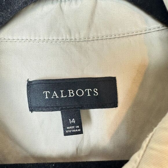 2/$30 Talbots Moto Jacket Asymmetrical Zip Size 14 Tan Neutral Cinch Waist - Picture 8 of 14